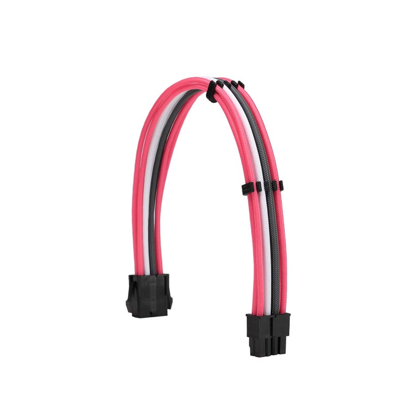 Formulamod Sleeve Extension Power Supply Cable Kit 18AWG (1) ATX 24P+ (1) EPS 8-P+ (2) PCI-E8-P with Combs for PSU to Motherboard/GPU (Pink Grey White) - Image 4
